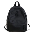 Waterproof black leather backpack for men and women featuring a minimalist front zipper design - Black