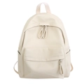 Minimalist waterproof milky white faux leather backpack with stylish double zipper design - White