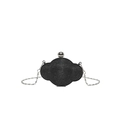 Schwarze glitzernde Abendclutch mit Wellenrahmen und silbernem Kettenriemen für Damen - Schwarz