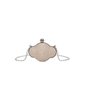 Cloud-shaped evening clutch bag in champagne gold with silver chain strap and rhinestones - Gold