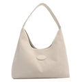Minimalist cream white hobo bag made of smooth matte synthetic leather for daily commute - White
