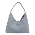 Minimalist light blue hobo shoulder bag in smooth PU leather with rounded silhouette - Blue
