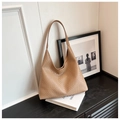 Fashionable khaki woven leather hobo bag with spacious capacity for daily commuting - Khaki