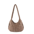 Borsa hobo trapuntata marrone con design a nuvola spaziosa e tracolla imbottita - Kaki