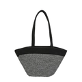 Sac fourre-tout en paille minimaliste avec motif tissé noir et blanc et anses - Style 1 Noir