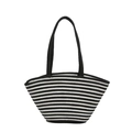 Sac à main minimaliste à rayures noires et blanches en paille avec doubles poignées - Style 2 Noir