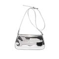 Sac à bandoulière chic en cuir PU argenté miroir avec finition métallique et rabat - Argent