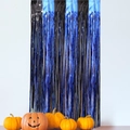 Blauw en zwart gestreept klatergoud foliegordijn voor Halloween feestachtergrond decor - 1m*2m / Blauw Zwart Patchwork