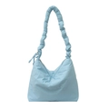 Sac bandoulière nuage en nylon bleu clair avec bandoulière froncée et nœud sur le côté - Bleu