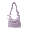Bolso hobo de nailon lavanda con correa fruncida y cordón, estilo casual deportivo - Morado
