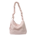 Bolso bandolera cloud de nailon rosa pálido con elegante correa ancha fruncida - Rosa