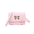 Sac bandoulière en similicuir rose avec nœud argenté et design carré tendance - Rose
