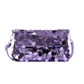 Sac bandoulière à paillettes violettes scintillantes avec rabat et crochets argentés - Violet