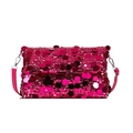 Sac bandoulière rose fuchsia à paillettes scintillantes avec des détails en métal argenté - Rouge Rose