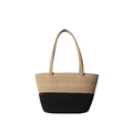 Sac fourre-tout tendance en tissu tissé avec design bicolore kaki et noir élégant - Kaki Mélange Noir