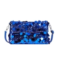 Sac bandoulière bleu à paillettes avec bandoulière réglable en similicuir et boucle argent - Bleu