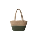 Sac fourre-tout tissé à la main en kaki et vert foncé avec détails tressés - Khaki/Vert