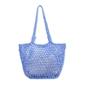 Borsa a mano in corda di cotone intrecciata azzurro con bustina interna minimalista - Blu