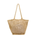 Borsa tote in tessuto beige minimalista con sacchetto interno per donna estate - Cachi