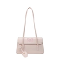 Borsa a spalla in pelle PU rosa chiaro con ricamo a farfalla e ciondolo a foglia carino - Rosa