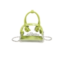 Mini sac à bandoulière transparent en cuir PU vert citron avec chaîne à perles argentée - Vert Transparent