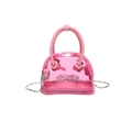 Mini borsa in PVC rosa trasparente con manico in pelle e tracolla a catena argento - Rosa