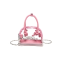 Mini borsa a tracolla in PVC rosa e trasparente con manico e catena in argento - Rosa trasparente