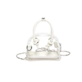 Mini sac bandoulière en PVC transparent avec poignée nouée blanche et chaîne argent - Blanc Clair
