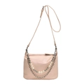Bolso bandolera chic de cuero PU rosa claro con cadenas decorativas de plata y perlas - Rosa Perlado