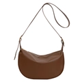 Bolso bandolera marrón de media luna en cuero PU con correa ajustable y hebilla dorada - Marrón Oscuro