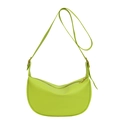 Bolso hobo media luna de cuero PU verde limón con correa ajustable y cremallera dorada - Verde
