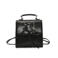 Zaino classico in pelle PU nera con dettaglio di lacci e fiocco in stile vintage lucido - Nero
