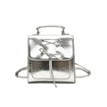 Zaino in pelle PU argento metallizzato con texture stropicciata e fiocco decorativo - Argento