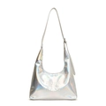 Schicke holografische silberne PU-Leder Hobo-Tasche mit geprägter Buchstaben-Verzierung - Metallsilber
