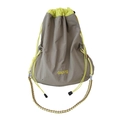 Borsa a secchiello minimalista in nylon grigio kaki e giallo neon con tracolla intrecciata - Verde