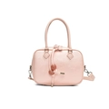 Bolso bandolera minimalista de cuero PU rosa claro con colgante de cuentas y asas - Rosa