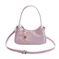 Borsa a tracolla in tessuto rosa con trama floreale e ciondolo di perline stile 2024 - Rosa