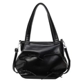 Bolso de mano negro en piel PU con lazos, correa extraíble y detalles plateados - Negro