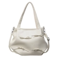 Bolso de mano minimalista en cuero PU beige con lazos 3D y correas ajustables - Blanco Roto