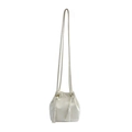 Borsa a secchiello chic in pelle PU beige con lunghe frange e tracolla abbinata - Piccolo / Bianco Sporco