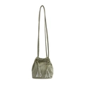 Borsa a secchiello verde oliva in PU con chiusura a coulisse e nappe doppie eleganti - Piccolo / Verde