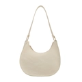 Minimalistische beige Halbmond-Umhängetasche aus strukturiertem PU-Leder mit Riemen - Weiß