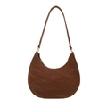 Minimalistische dunkelbraune Halbmond-Handtasche aus strukturiertem Kunstleder mit Riemen - Braun
