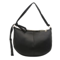 Minimalist black PU leather hobo crossbody bag with stylish knot detail on the shoulder strap - Black