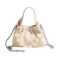 Bolso bandolera minimalista en PU blanco crema con asa de cuentas y cordón ajustable - Blanco Roto