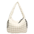 Borsa tote trapuntata bianca effetto nuvola con coulisse nera e tracolla - 39*36*15 / Bianco