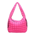 Borsa tote trapuntata rosa acceso con coulisse laterali e tracolla imbottita morbida - 39*36*15 / Rosa Rosso