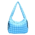 Quilted cloud shoulder bag in light blue nylon with adjustable drawstrings - 39*36*15 / Sky Blue