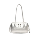 Silberne PU-Schultertasche im Y2K-Stil mit Schmetterlings-Ausschnitt und Metallic-Finish - Silber