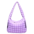Purple quilted puffer cloud tote bag with large square padding and shoulder strap - 39*36*15 / Purple